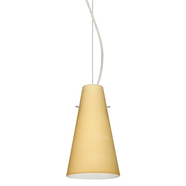Besa Lighting Cierro Cable Pendant, Vanilla Matte, Satin Nickel Finish, 1x100W Incandescent 1KX-4124VM-SN - main